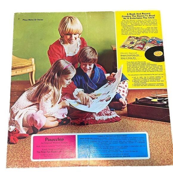 RARE DISNEY PINOCCHIO BOOK/STORY & VINYL 12” LP RECORD SET VINTAGE COLLECTIBLE - Picture 3 of 7
